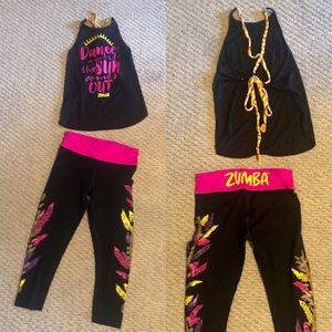 Zumba top and capris take both $35 total